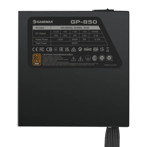 Cod. 148 Fuente de Poder GAMEMAX GP-850 BK/ Alta eficiencia 80 Plus Bronze / 850 Watts / 12/14CM Ventilador Bajo Ruido/ ATX /PC