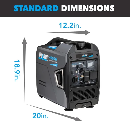 Cod. 233 Generador Inverter Pulsar GX400BN 4000W Súper Siliencioso / Dual: Gas o Gasolina 3GL. / Salida: 2*tomas AC 120V/20A, 1*120V/30A, 1*USB-C, 1*USB-A / Funcióna 8 Hr. 50% / modo Eco