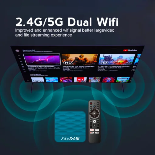 Cod. 1191 TV BOX XS97 X-618 / HDR 4K Ultra HD / 4GB RAM / 32GB Alm. / Android TV 12.0 ( Preinstalado XuperTV) / Wi-Fi Wual 2.4G/5G &amp; BT 5.0