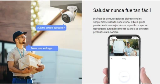 Cod. AE:205 Cámara exterior Wi-Fi EZVIZ H3 - 3MP resolución 2K / Visión Nocturna a Color / Detección de personas/ vehículos (tecnología de IA) / Defensa activa (sirena y luz estroboscópica) / Audio bidireccional / almacenamiento microSD (hasta 256GB) / Pr
