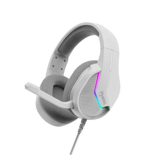Cod. M:092  Headphone MARVO H8618 WH Blanco / Micr&oacute;fono omnidireccional / RGB est&aacute;tica&nbsp;/ control en cable (vol. y mic.) / Interfaz USB 2.0, Cable trenzado 2.0 m