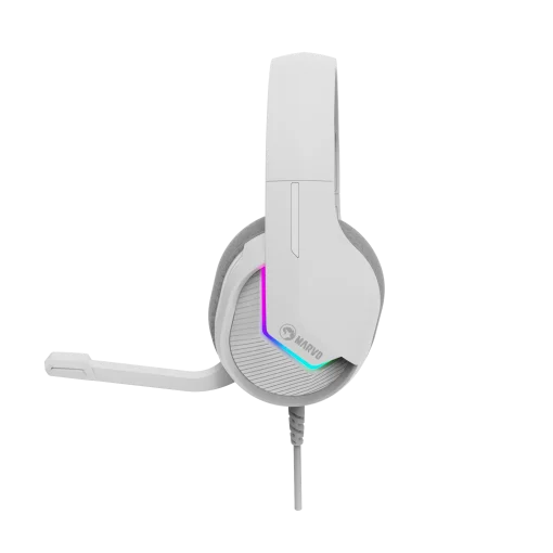 Cod. M:092  Headphone MARVO H8618 WH Blanco / Micr&oacute;fono omnidireccional / RGB est&aacute;tica&nbsp;/ control en cable (vol. y mic.) / Interfaz USB 2.0, Cable trenzado 2.0 m