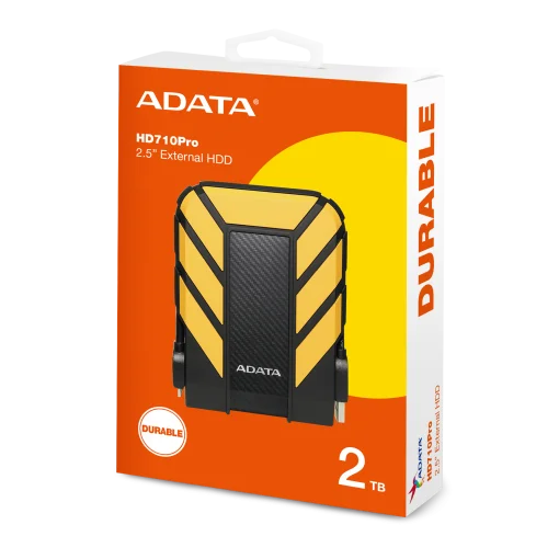 Cod. X:552 Disco Duro Externo ADATA HD710 Pro 2TB/USB 3.2 Gen1/Negro-Amarillo/Mac OS/Linux/Windows 10/a prueba de agua, polvo e impermeabilidad /Antigolpe