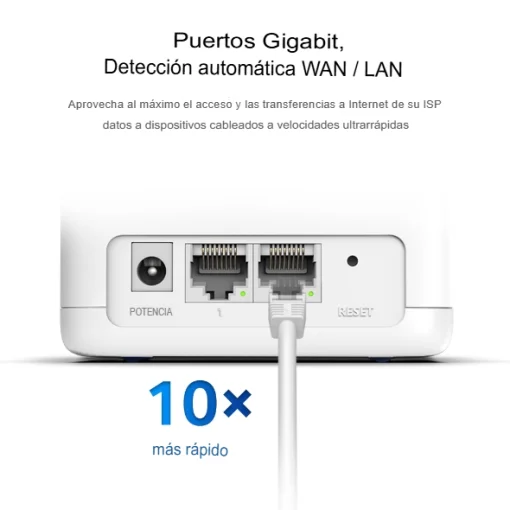 Cod. D:099 Sistema Wi-Fi 5 Mesh AC1300 MERCUSYS Halo H30G (2-Pack) / 1,3 Gbps / Téc.MU-MIMO &amp; Beamforming / P. Gigabit x2 / Control y confi. con APP / Conecta hasta 100 dispositivos / cubre hasta 260m²