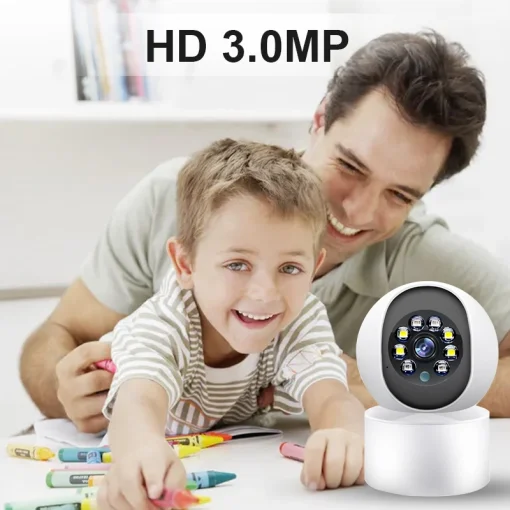 Cod. A:313 Cámara Smart Wi-Fi, 360° P/Interior Y610A Full HD 1080p / lente 3MP / LEDs + infrarrojos / Detección de movimiento humano / Audio bidireccional / Comptible micro SD hasta 128GB