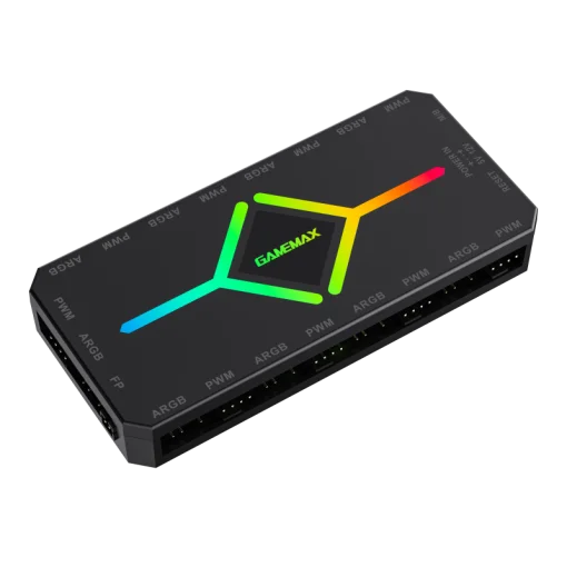 Cod. 376 Kit GAMEMAX Case Infinity White / lateral y frontal vidrio templado / doble c&aacute;mara / USB Tipo-C + USB 3.0, HD audio / sin fuente / Blanco / Incluye P/Armar 4*fans ARGB 120mm + Controlador RGB AURA Sync + CR