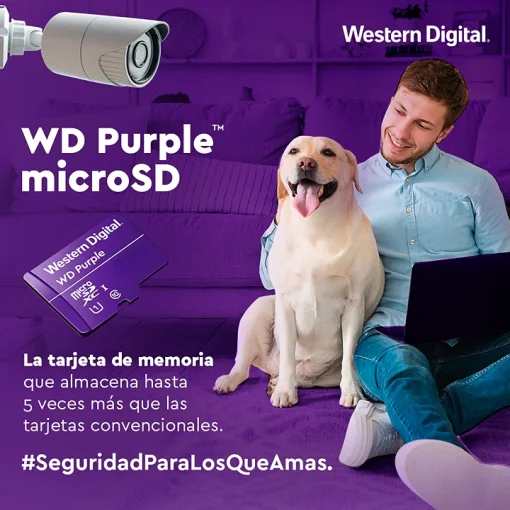 Cod. 312 Micro SD Western Digital WD Purple QD101 / 32GB / P/Videovigilancia / Clase 10 U1 / Ultra resistencia (hasta 16TBW)