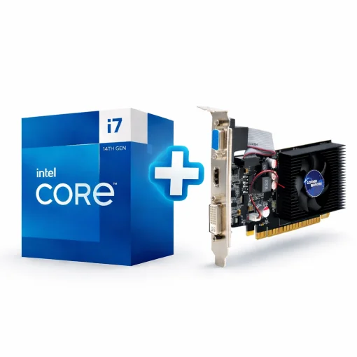 Cod. 181 KIT Procesador Intel Core i7-14700F 14va. Generaci&oacute;n / FCLGA 1700 / 20 n&uacute;cleos, 33 MB cach&eacute;, hasta 5,40GHz + Tarjeta de video GOLDEN GeForce GT730 / 2GB 128Bit DDR5 / HDMI/DVI-I/VGA / PCI-E