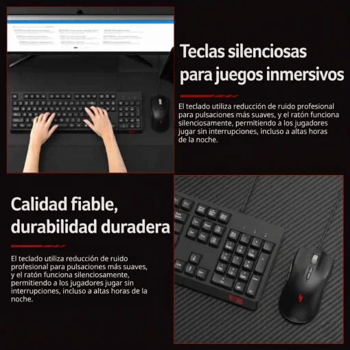 Cod. 299 Kit 2en1 ACER NITRO OCC311 / Teclado Espa&ntilde;ol + Mouse &oacute;ptico 3600DPI, 7 botones / iluminaci&oacute;n RGB Arco&iacute;ris / Silencioso / USB, Cable 1.5 m