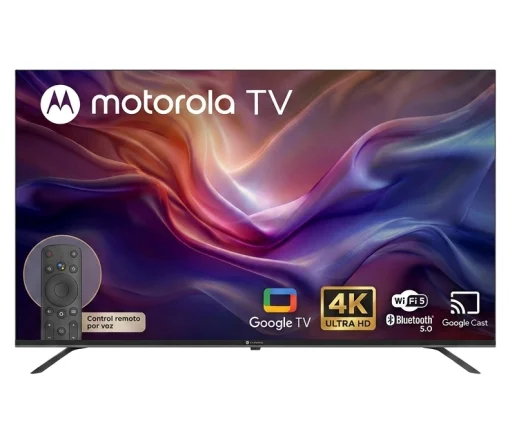 Cod. 143 Smart TV Motorola 50" LED 4K Ultra HD 50MNUHD / Google TV / HDR / Wi-FI 5 &amp; Bluetooth / Google Cast /&nbsp;Dise&ntilde;o Sin Bodes (Bisel Met&aacute;lico) / Control remoto por voz