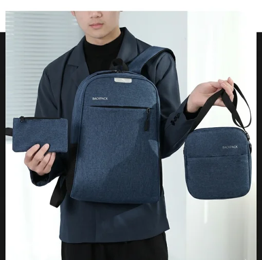 Cod. 114 Kit 3en1 Backpack LS206 (Mochila + Lonchera + Cartuchera) / P/*Laptop 15.6" / Varios compartimentos / Nailon y Poli&eacute;ster