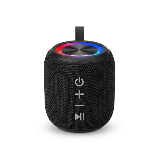 Cod. 250 Parlante Bluetooth 5.0 HS-099C / Sonido 360&deg; / 5W / LED-RGB / Radio FM / Lector USB y MicroSD / Bat. Recargable 1200mAh - Negro