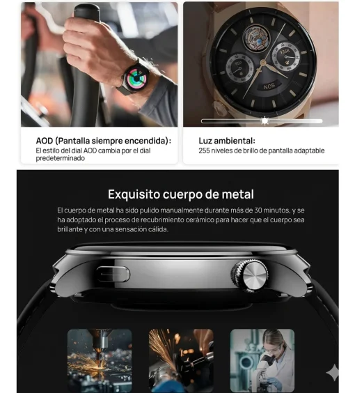 Cod. 1200 SmartWatch Mibro Lite 3 Pro (Gold) / GPS / AMOLED UHD 1.32" 60FPS / LLamadas BT V5.3 / Monitoreo de Salud 24/7: (ritmo card&iacute;aco, SpO2, estr&eacute;s y sue&ntilde;o) / Resistente al agua hasta 50 m (5ATM) / Bat. 350mAh (14 d&iacute;as) / 150+ modos deportivos