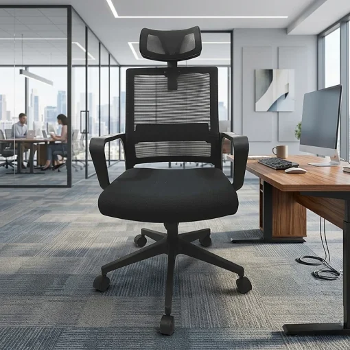 Cod. 1169 Silla de Oficina ENV Megan 1OSM83 / Ergon&oacute;mica / Reposacabeza Ajustable / Espaldar de malla / Altura regulable / Rotaci&oacute;n 360