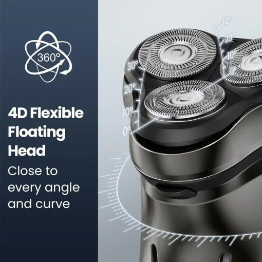 Cod. 1041 Afeitadora Portátil Hyundai PHT-101 / 5w / 4D / Led Display / Bat. 600 MAH / Usb-C / Carga 1.5H / Uso 120 Min / 8500RPM / Negro