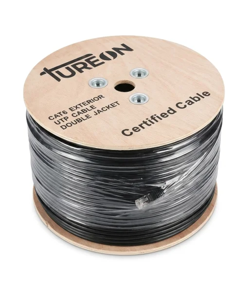 Cod. 233 Cable UTP TUREON CAT6 P/Erterior / 305 Metros CCA 60/40 25AWG, 250MHz T-624-EB / ANSI/TIA/EIA-568-B / Negro