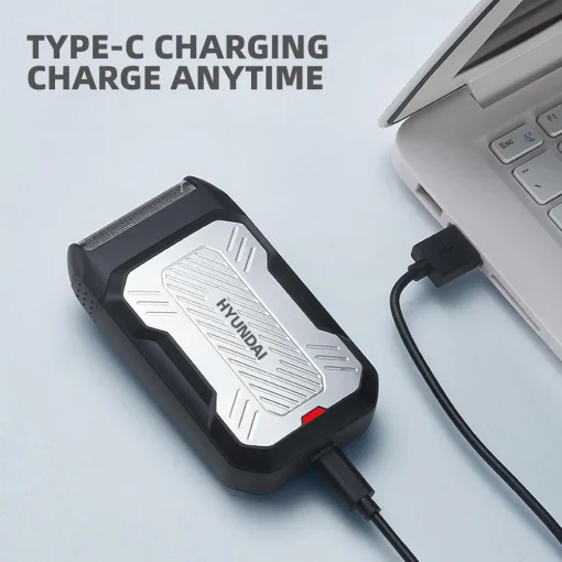 Cod. C:1042 Afeitadora Portátil Hyundai PHT -109 / 5w / Bat. 600 MAH Usb-C / Carga 1.5H / Uso 120 Min / 6000RPM / Negro