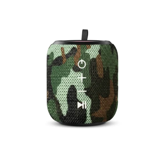 Cod. 258 Parlante Bluetooth 5.0 HS-099C / Sonido 360&deg; / 5W / LED-RGB / Radio FM / Lector USB y MicroSD / Bat. Recargable 1200mAh - Camuflaje