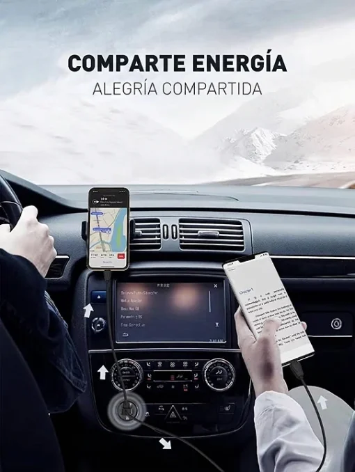 Cod. 279 Cargador P/Auto LDNIO C510Q 38W (Carga r&aacute;pida) / 2*Puertos PD + QC 3.0 ( USB-C+USB-A) / Incl. Cable USB-C, 1 m