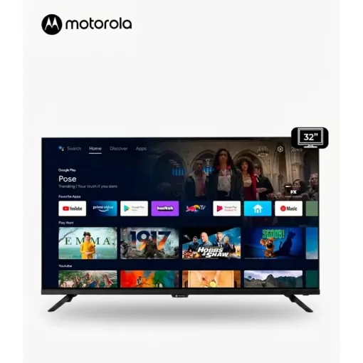 Cod. 141 Smart TV Motorola 32" HD 32MKGFHD / Google TV / Wi-FI 5 &amp; Bluetooth / Google Cast / Dise&ntilde;o Sin Bodes (Bisel Met&aacute;lico) / Control remoto por voz