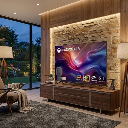 Cod. 143 Smart TV Motorola 50" LED 4K Ultra HD 50MNUHD / Google TV / HDR / Wi-FI 5 &amp; Bluetooth / Google Cast /&nbsp;Dise&ntilde;o Sin Bodes (Bisel Met&aacute;lico) / Control remoto por voz