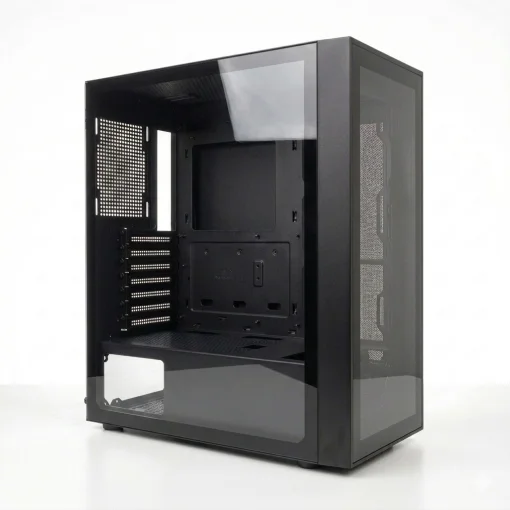 Cod. 404 Case Gaming MARVO Tazos 130 (CA-123/Negro) / Panel frontal Mesh / Tapa lateral vidrio templado / admite: VGA 335mm &amp; soporta hasta 8 fans / USB3.0 + 2*USB2.0 / Audio HD