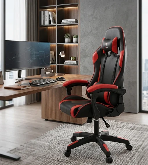 Cod. 1171 Silla Gamer ENV Olympus Black/Red / Almohada cabeza y zona lumbar / Rotaci&oacute;n 360&deg; / Respaldo reclinable 180&ordm;