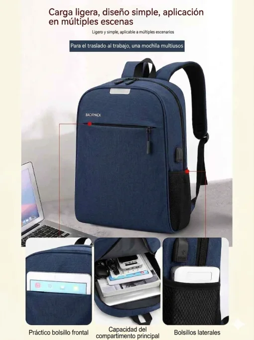 Cod. 114 Kit 3en1 Backpack LS206 (Mochila + Lonchera + Cartuchera) / P/*Laptop 15.6" / Varios compartimentos / Nailon y Poli&eacute;ster