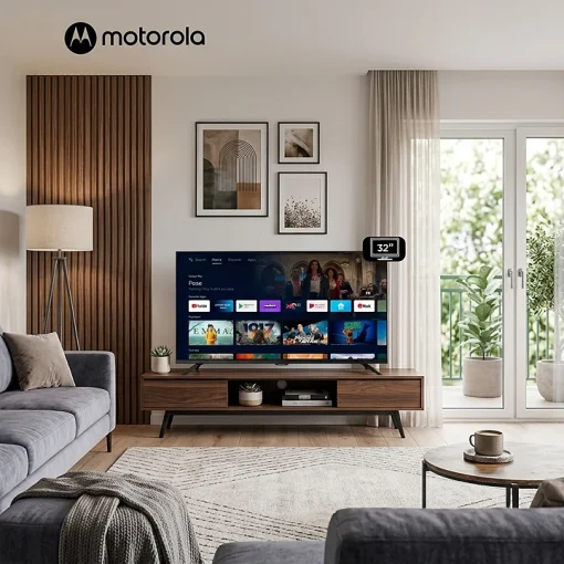 Cod. 141 Smart TV Motorola 32" HD 32MKGFHD / Google TV / Wi-FI 5 &amp; Bluetooth / Google Cast / Dise&ntilde;o Sin Bodes (Bisel Met&aacute;lico) / Control remoto por voz