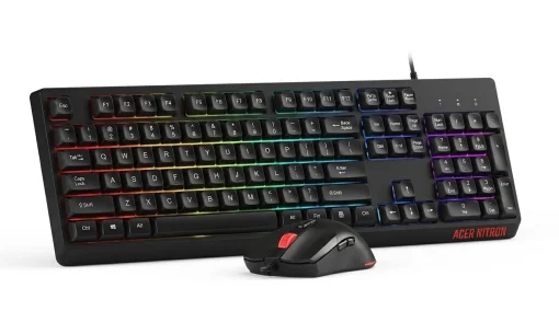 Cod. 299 Kit 2en1 ACER NITRO OCC311 / Teclado Espa&ntilde;ol + Mouse &oacute;ptico 3600DPI, 7 botones / iluminaci&oacute;n RGB Arco&iacute;ris / Silencioso / USB, Cable 1.5 m