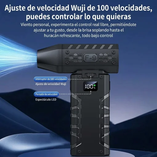 Cod. 1187 Mini Sopladora Recargable 126W / Boquillas intercambiables / Luz-LED / Bat. (3000mAh)