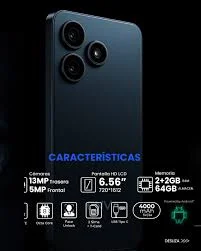 Cod. 278 ENV NEO / 4G VoLTE / 6.56&quot; HD+ IPS / Octa core / 64GB Alm. / 2GB + 2GB Ram / Cam. 13.0MP, 5MP front. / Face Unlock / Android 15 / Dual SIM / Batería 4000 mAh / USB-C / Dark Gray
