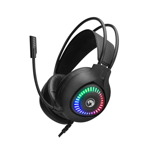 Cod. 090 Headphone Stereo MARVO H8325 Negro / Micrófono omnidireccional / RGB estática / 1*jack 3.5mm + adaptador 2*jack (Compatible: PS4/PS5/XBOX ONE/PC/Móvil), USB(iluminación) / Cable 2.0 m