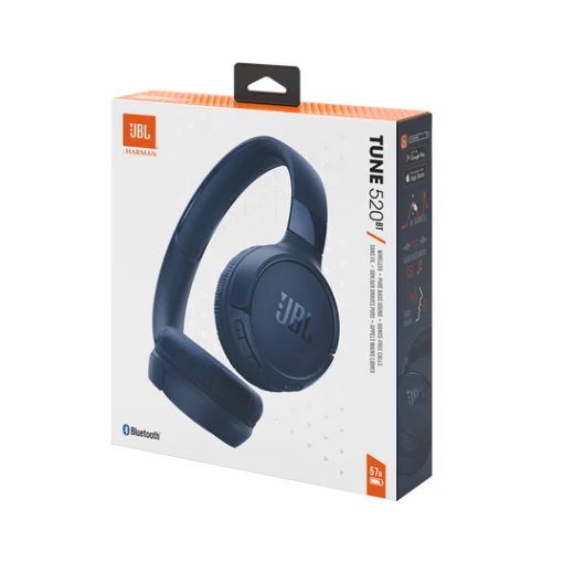 Cod. 135 Aud&iacute;fonos JBL TUNE 520BT Azul / Bluetooth&reg; 5.3 / Sonido Pure Bass / ecualizador / 57 horas de duraci&oacute;n y carga r&aacute;pida (5 minutos = 3 horas) / Llamadas manos libres con Voice Aware