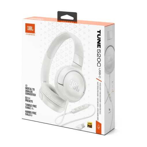 Cod. 153 Aud&iacute;fonos JBL TUNE 720C Blanco / 96&nbsp;kHz (Hi-Res) / Sonido Pure Bass / Mic. Integrado / Cable 1.2m, USB-C