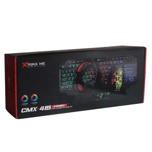 Cod. X:242 Kit 4 en 1 Xtrike Me CMX-415 / iluminaci&oacute;n RGB (Teclado Espa&ntilde;ol 114 teclas + Mouse 8000DPI + Headphone &Phi;40mm + Mouse Pad antideslizante) interfaz: USB