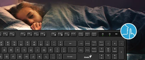 Cod. 237 Teclado Wireless Genius KB-7200, / 2.4GHz / / Silencioso / Indicador de batería / 11 teclas de función (8 audio, 3 Internet) / Español / Black