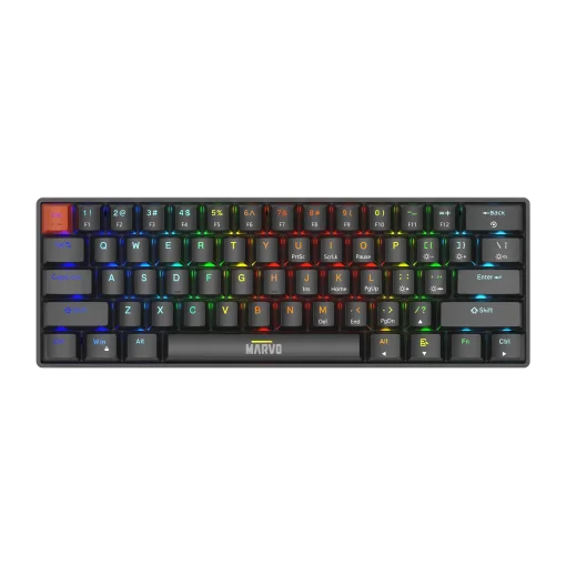 Cod. 282  Teclado Mec&aacute;nico MARVO Saber 61 (KG933G SP) / Switch rojo / Retroiluminaci&oacute;n RGB din&aacute;mica / Full Anti-ghosting / USB,&nbsp;1.8m / 62 teclas Espa&ntilde;ol