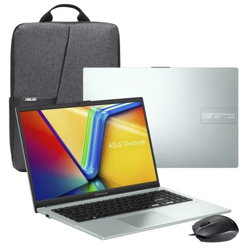 Cod AS:1809 Kit ASUS VivoBook Go 15 (E1504F) / AMD&reg; Ryzen&trade; 5&nbsp;7520U / 16 GB LPDDR5 / 512GB NVMe&trade; SSD / 15.6" FHD / Sin Sistema (OS) / Wi-Fi 6E&amp; BT 5.3 / Lector de Huellas / Teclado Espa&ntilde;ol alfanum&eacute;rico / Grey Green + Mochila Asus + Mouse &Oacute;ptico Asus