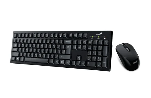 Cod. G:208 Kit Genius Wireless KM-8101, Teclado + Mouse óptico 1000DPI / 2.4GHz / Indicador de batería / 12 teclas de función (8 audio, 4 Internet) / Español / Black
