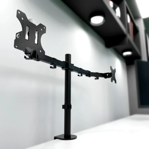 Cod. 170 Soporte de Escritorio para 2 monitores KLIPXTREME KPM-310 de 13 a 32" / rotaci&oacute;n de 360&deg; / Inclinaci&oacute;n de movimiento completo 90&deg;&nbsp;/ Ajustable en mesa / Compatible VESA: 75x75 y 100x100 / black