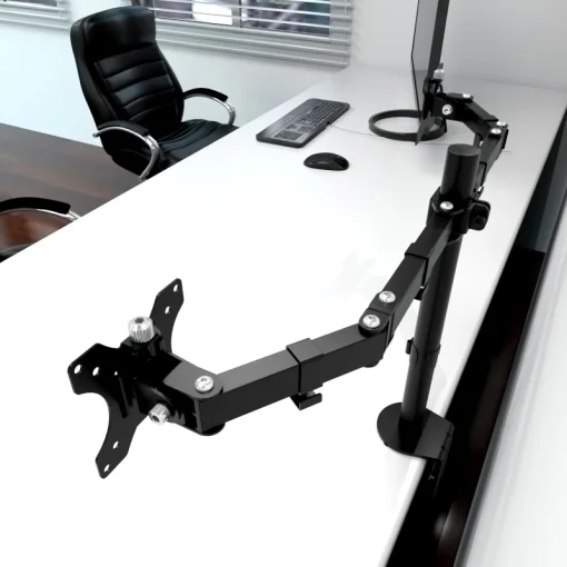 Cod. 170 Soporte de Escritorio para 2 monitores KLIPXTREME KPM-310 de 13 a 32" / rotaci&oacute;n de 360&deg; / Inclinaci&oacute;n de movimiento completo 90&deg;&nbsp;/ Ajustable en mesa / Compatible VESA: 75x75 y 100x100 / black