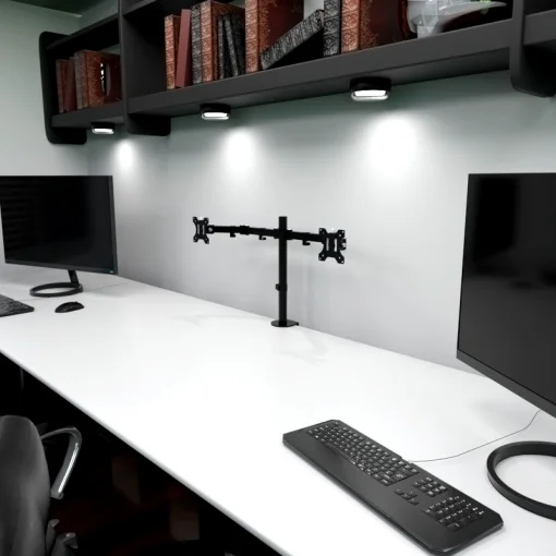 Cod. 170 Soporte de Escritorio para 2 monitores KLIPXTREME KPM-310 de 13 a 32" / rotaci&oacute;n de 360&deg; / Inclinaci&oacute;n de movimiento completo 90&deg;&nbsp;/ Ajustable en mesa / Compatible VESA: 75x75 y 100x100 / black