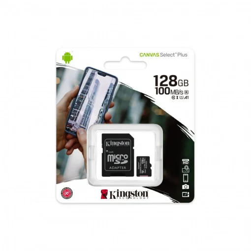 Cod. 101 Micro SD Kingston Canvas Select Plus SDCS2 / 128GB/ 2en1 / 100MB/s