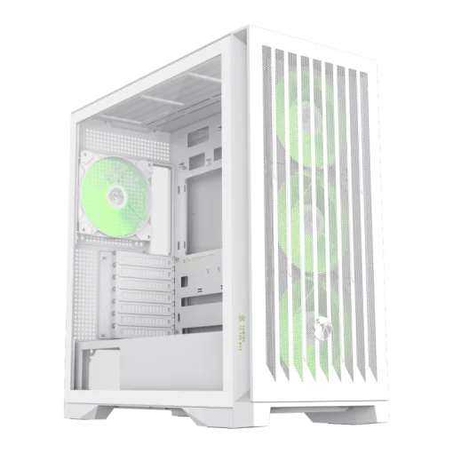 Cod. 393 Leader 2 WH / E-ATX, ATX, M-ATX, ITX / 2*USB3.1, 1*USB-C, 1*Audio Combinado / LAT. VIDRIO TEMPL. FRONTAL MALLA METAL CONTROLADOR ARGB PWM AURA Sync/ 1*FAN RGB post (ya incluido), 3* FAN RGB FRONT (ya incluidos), 2* FAN Inferior (opcionales).