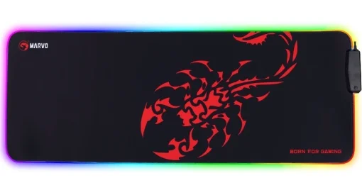 Cod. 048 Mouse Pad Gaming MARVO Scorp XL (MG011) / ilum. RGB (13 modos) / HUB de 4 Puertos USB / Base de goma Antideslizante / Dim. 800 x 300 x 4 mm