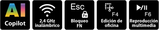 Cod. 287 Kit Genius Wireless LUXEMATE Q8100 Teclado + Mouse &oacute;ptico 1200DPI, Compacto / 2.4GHz / AI Copilot / 12 teclas FN P/acceso r&aacute;pido (Oficina y multimedia) / Espa&ntilde;ol&nbsp;