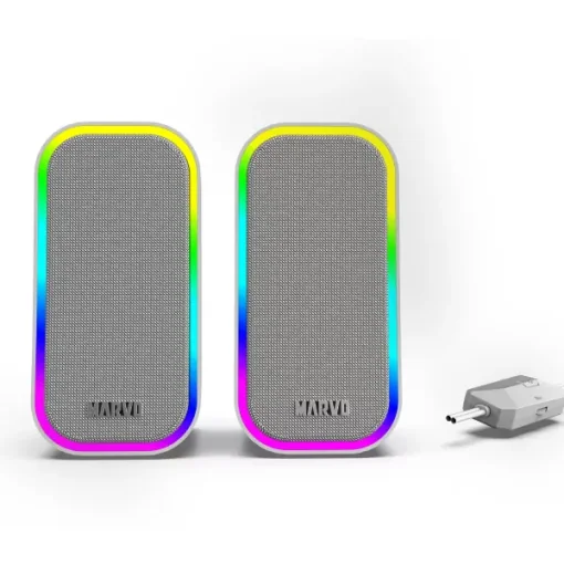 Cod. 246 Parlantes Gaming MARVO Havoc 20 Grey (SG-285) Estéreo 6W (2*3W) / Efectos LED RGB / Control de vol. / Jack 3.5 (Audio) + USB(Power)