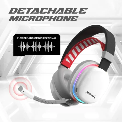 Cod. K:100 Headphone Monka Echo HG9069W Wireless 2.4G &amp; Bluetooth 5, Cableado AUX3.5mm / Iluminación RGB (estatica) / Micrófono omnidireccional extraíble /  Batería: 1000mAh / Compatible: PC, Android, Mac OS,IOS,PS4,PS5,XBOX ONE