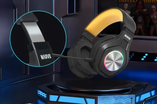 Cod. 125 Headphone Inal&aacute;mbricos MARVO Pulz 80W (HG9084W) / Trimodal: 2.4G(USB-A, USB-C) + Bluetooth&reg; 5.3 + Cableado / Luces RGB / Mic. omnidireccional extra&iacute;ble / Bat.: 1000 mAh / Compatible: PC, Android, Mac OS,IOS,PS4,PS5,XBOX ONE